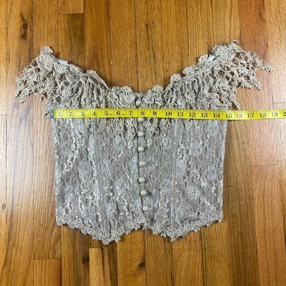 Fanny Vintage 80’s Corset Off The Shoulders Button Down Mocha Size M U.S.A - Picture 5 of 9